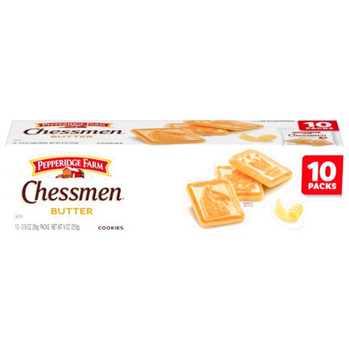 Pepperidge Farm Chessmen Butter Cookies, 0.9 Oz Snack Pack, 10 Pk