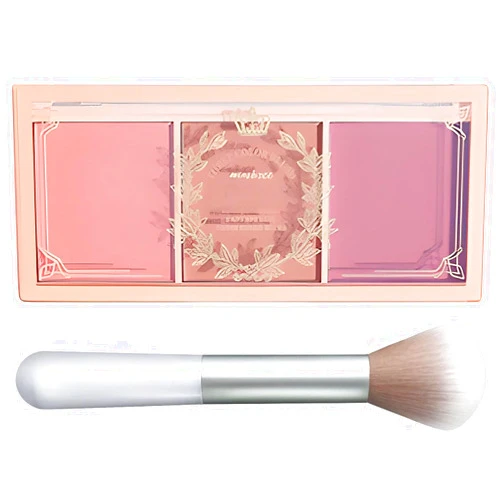 Kootinn 3 Color Matte Pink Blush Palette with Brush, Long Lasting Cheek Makeup, Light and Smooth Blush Powder for Face Beauty