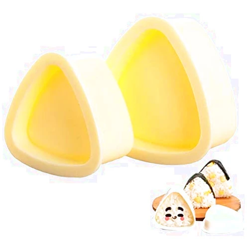 HAGBOU Onigiri 2 Pieces Rice Ball Mold Makers, Triangle Sushi Mold for Japanese Boxed Meal Children Bento by HAGBOU (Beige)