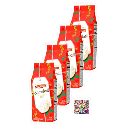 Stone Cove Pepperidge Farms Citrus Snowball Cookies - Pack of 4 Bags - 15 Cookies Per Bag - 60 Cookies Total - Bundled with Stone Cove Refrigerator Magnet - Holiday Exclusive Citrus Flavored Cookies - Comes in Box for Protection