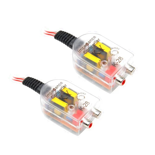Crynod 2 PCS Car High Frequency to Low Frequency Output Converter, Speaker Output to RCA Line Control Audio Signal Adapter, CD Player High and Low Modified Audio Wiring, Universal Car (Transparent)