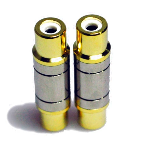 HTTX Premium Female to Female RCA Connector A/V Joiner Video and Audio Coupler Metal Adapter Component Gold Plated (2-Pack)