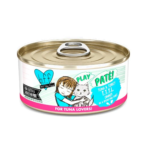 Weruva B.F.F. Play - Best Feline Friend Paté Lovers, Aw Yeah!, Tuna & Turkey T.T.Y.L. with Tuna & Turkey, 5.5oz Can (Pack of 8)