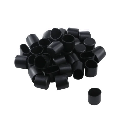 Antrader 32 Pcs Black Plastic Furniture Chair Leg Caps PVC Plastic Feet Protector Pads Furniture Table Covers Round Bottom 3/4 Inches