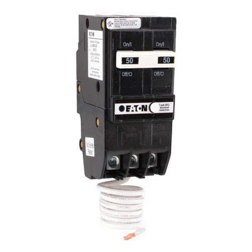 CUTLER HAMMER CUTLER-HAMMER BRN250GF 50 Amp Double Pole Circuit Breaker - GFCI Protection, 120/240V, Pigtail Neutral, UL Listed (1)