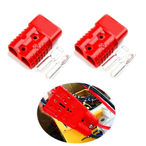 Mr.Brighton LED 50Amp Anderson Compatible 2 Poles Power Connector Plug Red w/Terminals for #8 AWG Wire[4 housing+8 Terminal pins]