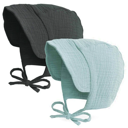 JELLYTREE Baby Hat Brimmed Sun Bonnet Muslin Double Gauze Toddler Sun Hat Infant Boys Girls Beanie Caps, 6m 12m 24m