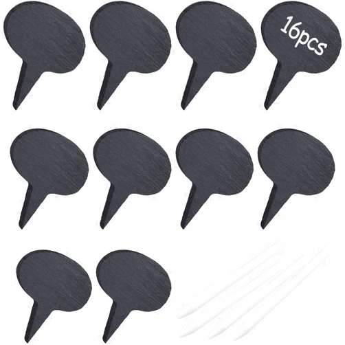 Outus 16 Pieces Cheese Markers for Charcuterie Board, Black Cheese Labels Chalkboard Picks Cupcake Name Tag Toppers for Food Dinner Wedding Birthday Parties (Oval Shape)