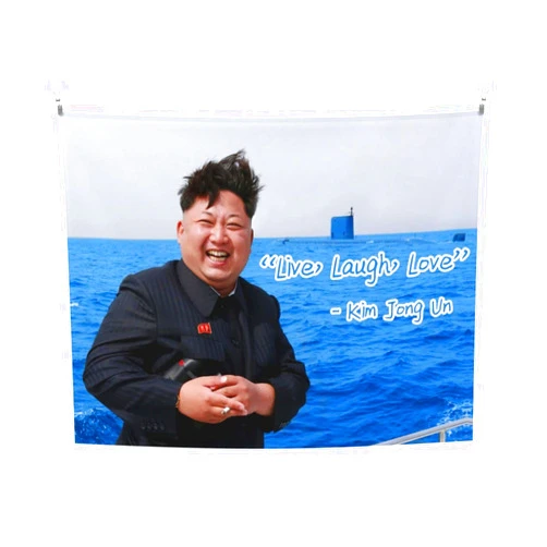 YIMBEOM Kim Jong Un Live, Laugh, Love Flag 29x37 Inch Banner Funny Art Poster Wall Hanging Tapestry for Bedroom Aesthetic College Dorm Party Decoration