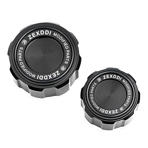 ZEXDDI 2PCS Fit For Kawasaki Ninja 1000SX ZX6R Z900RS Z750 ZH2 CBR1000RR YZF R9 R6 R7 MT09 DAYTONA 675 CNC Motorcycle Rear and Front Brake Fluid Reservoir Cover Cap (Black)