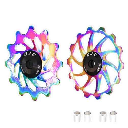 DJC Components DJC Bike Ceramic Bearing Pulley Wheel 2pcs Guide Roller 11T 12T 13T 14T 15T 16T MTB Road Bike Rear Derailleur for Shimano for Sram Pulley oilslick