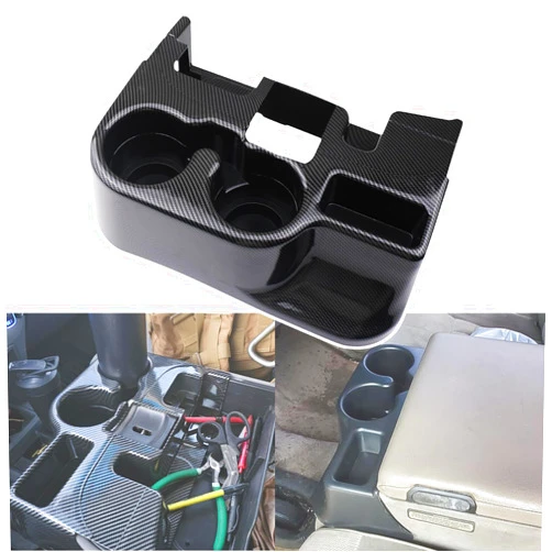 TQPONLY Carbon Fiber Cup Holder Attachment for Center Console | Compatible with 2003-2012 Dodge Ram 1500 2500 3500 Truck | Replaces SS281AZAA Front Seat Add-On Cupholder Tray Insert