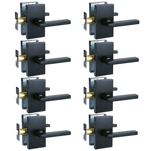 NEWBANG Long Plate Black Door Lever for Bedroom & Bathroom with Solid Handle,Privacy Door Lever in Matte Black,8P