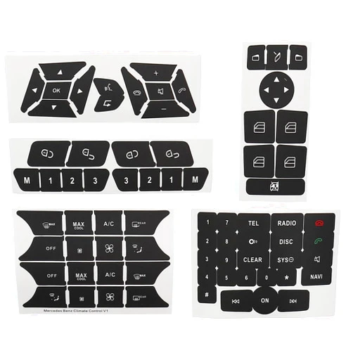 BIBFXAA Car Interior Stickers Button Decals Compatible with Mercedes Benz A W176 B W246 C W204 E W212 SLK R172 CLS W218 GLK X204 SL R231 Steering Wheel AC Window Radio Number Door & Air Conditioner Repair Kit