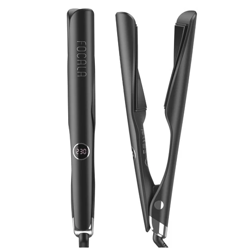 FOCALA Hair Straightener and Curler 2 in 1，Twist Flat Curling Iron for Straightening and Curling wavys/Curls，Dual Voltage 1 Inch（Black）