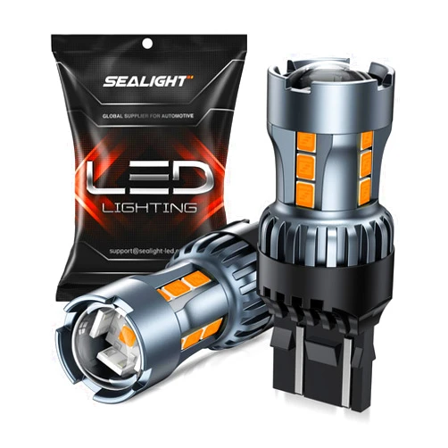 SEALIGHT 7443 7440 LED Bulb Amber Turn Signal Lights, T20 7441 7444 992 W21W LED Light Bulb with Projector Replacement for Blinker Parking Marker, Pack of 2