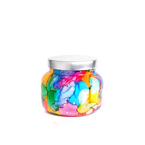 Capri Blue Volcano Candle - Rainbow Watercolor Signature Glass Jar Candle - Luxury Aromatherapy Candle - Tropical Fruits & Sugared Citrus Candle (19 Oz)