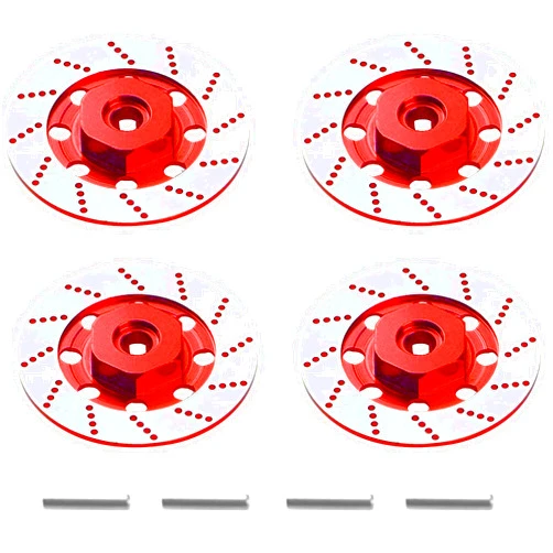 Vgoohobby 4Pack Vgoohobby Metal 12mm RC Car Hex Hub 12mm Brake Disc Wheel Hubs Adapter Spacer Compatible with Traxxas Tamiya Redcat HSP HPI 1/10 On-Road Car (Red)
