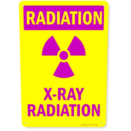 SmartSign 14 x 10 inch “Radiation - X-Ray Radiation” Metal Sign with Symbol, 40 mil Laminated Rustproof Aluminum, Purple and Yellow