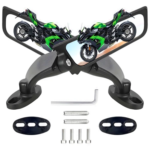 Scillky Large Motorcycle Mirrors Stealth Side Wing Rearview Mirrors Compatible with Kawasaki Ninja 650 400 300 ZX10R ZX6R ZX4RR Suzuki GSXR 1000 750 600 Honda CBR1000RR CBR600RR CBR500R