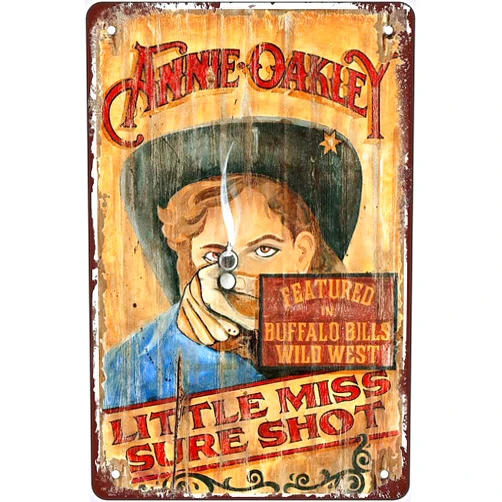 QIRIUS Metal Sign customizable annie oakley vintage style wooden Tin Signs Wall Decor Fun Decoration for Home Kitchen Bar Vintage Retro Plaque Posters 12x8 Inch