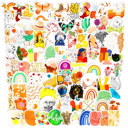 QIANFUN 100 Pcs Cute Stickers for Teens, Water Bottle Stickers, Preppy Boho Aesthetic Sticker Packs, Vinyl Waterproof Scrapbook Laptop Bulk Stickers for Adults Girls Kids