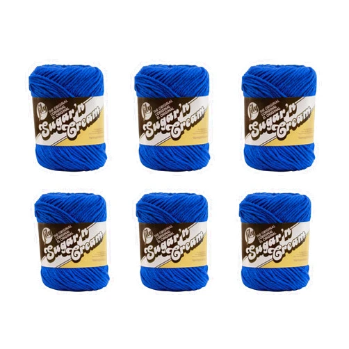 Lily Sugar'N Cream Dazzle Blue Yarn - 6 Pack of 71g/2.5oz - Cotton - 4 Medium (Worsted) - 120 Yards - Knitting/Crochet