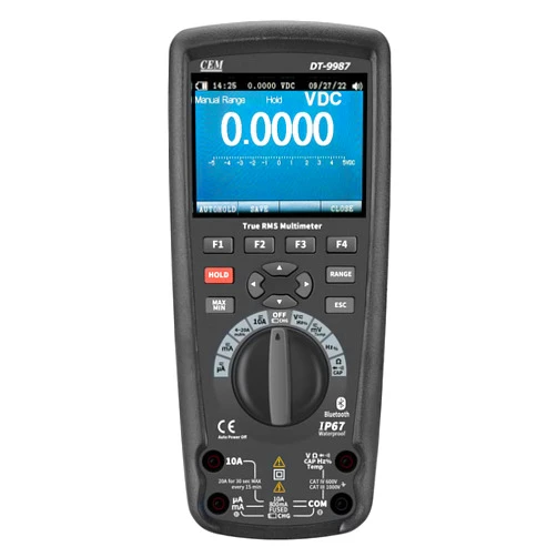 CEM DT-9987 Professional Multimeter Large 50000 Count Color TFT LCD Display Bluetooth, IP67, True RMS, CAT IV 600V