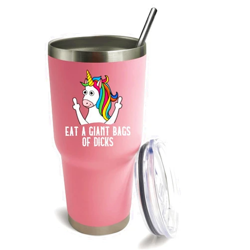 Dimyze 30 oz Tumbler Eat A Giant Bags Of Dicks Tumbler Pink Tumbler with Lid and Straw Insulated Tumblers Stainless Steel Tumblers Funny Gift