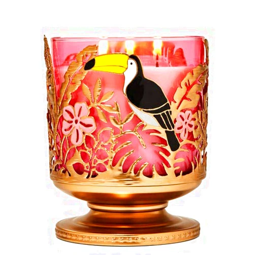 Bath & Body Works Candle Holder Compatible and White Barn 3-Wick Candles - 2021 Fresh Spring - Select Your Favorite! (Candle NOT Included) - Rainforest Scene Pedestal