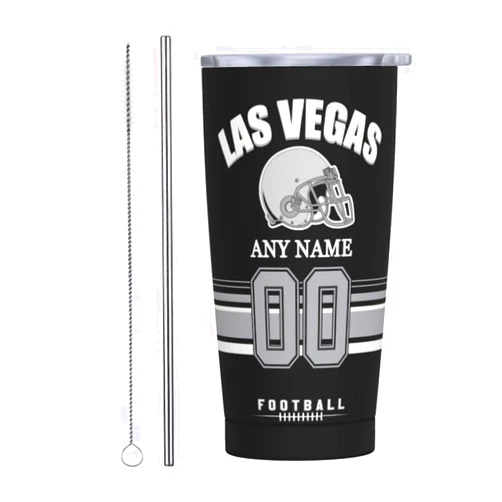 Midkepf Custom Las Vegas Tumbler, Personalized Name and Number Tumbler Cup, Customized Stainless Steel Travel Coffee Mug Keeps Drinks Cold and hot Gifts for Men Women Fans