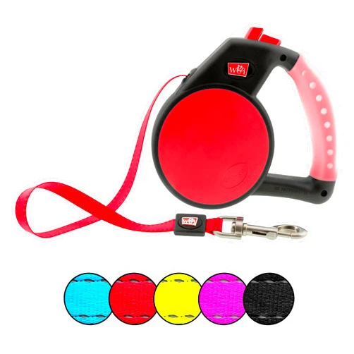 Wigzi Retractable Gel Pet Leash, Large, Red