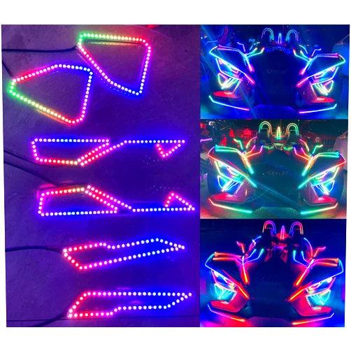 Ydzwavui 6PCS RGB Dream Color CHASING Flow Overlay Top Upper/Lower/Vent Halo Ring Angel Eyes Lights for Polaris Slingshot 2020 2021 2022 2023 2024 Headlights SET Bluetooth + Remote Control