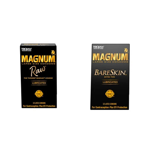 Trojan Condom Magnum RAW Large 10 Count & Magnum Bareskin Large 10 Count Condoms