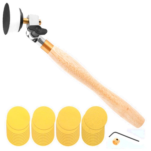 Peachtree Woodworking Supply 2 inch Diameter Bowl Sander with Dual Bearing Head and 2 inch Foam Hook and Loop Sander with 1/4 inch Mandrel and 9 inch Long Hardwood Handle (F26)