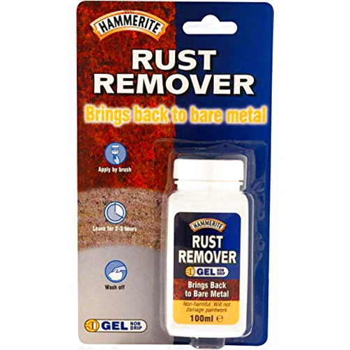 Hammerite Rust Remover Gel Blister. Non Drip Rust Remover for Metal, Rust Converter - Non Damaging to Metal Paint, Suitable for Interior and Exterior - 100ml