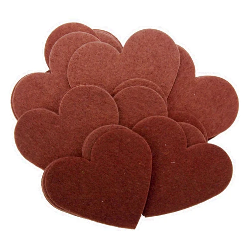 Playfully Ever After 3 Inch Brown 22pc Stiff Felt Hearts