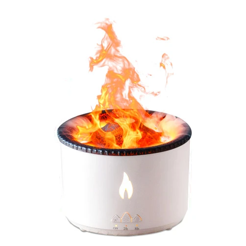 MINGPINHUIUS Volcano Humidifier Flame Aroma Diffuser: Ultrasonic Essential Oil Scent Diffuser 300ml Large Capacity 2-in-1 Essential Oil Diffuser with Function Timer for Bedroom Home Office (Double Color Flame)