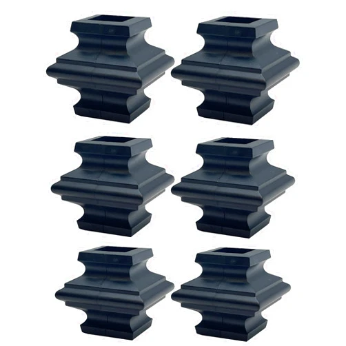 Simshoe Split Knuckle Fence Decorations - Snap-on Railing Parts Transform Your Stair Railing, Wrought Iron Pickets, Staircase Balusters or Garden Gate - Durable ABS Plastic (Black, 6-Pack) by Simshoe