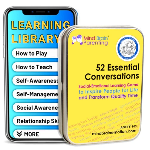 Mind Brain Emotion 52 Essential Conversations for Home, Therapy, Speech, School Classroom - Conversation Cards for Kids, Family, Teacher & Counselor to Build Growth Mindset & Communication Skills