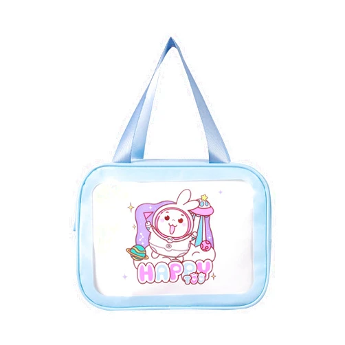 HIOPOIUYT Large Capacity Cosmetic Bag Waterproof Toiletry Bag Travel Makeup Bag Cartoon Cosmetic Organizer for Women and Girl Cosmetic Bag Clear Travel Makeup Bag Waterproof Cartoon Cosmetic Organizer Bag, Blue