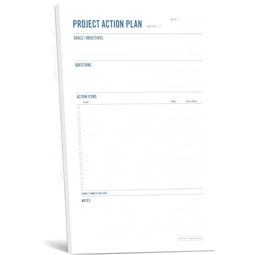 Two Tumbleweeds - Project Planner Notepad - 7 x 10” Planning Pad for Project Management with Checklist, Action Items, Notes - Task Planner - To Do List Organizer For Work & School - 50 Sheets