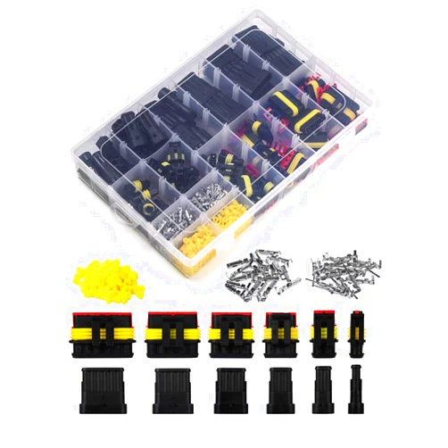 Twippo 800Pcs 50 Sets Waterproof Automotive Electrical Connectors Automotive Electrical Wire Connectors Plug Kit 1/2/3/4/5/6 Pin Waterproof Connectors