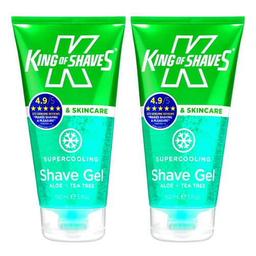 King of Shaves Supercooling Aloe Vera Low Foam Shaving Gel for Men 150ml TWIN PACK 5 Fl Oz (Pack of 2)