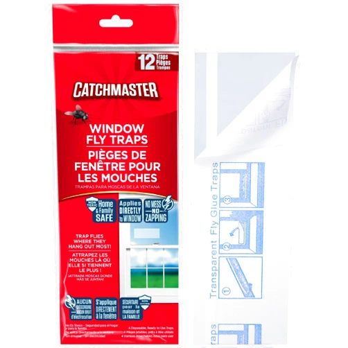 Catchmaster Window Fly Traps 12-Pack, Fruit Fly Traps for Indoors, Disposable Bulk Bug Catcher, Waterproof Insect Glue Trap, Adhesive Fly Strips, Pet Safe Pest Control for Home, Kitchen, & Garage