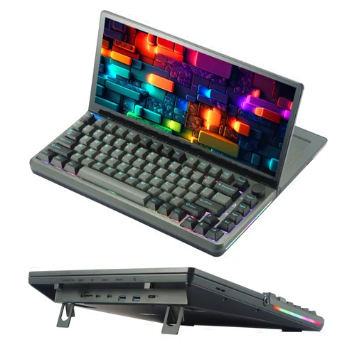 JoyReal Portable Touch Screen Monitor 13'' Laptop Screen Extender with Silent Mechanical Gaming Keyboard M.2 SSD TF SD Card Reader