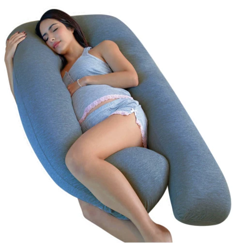 Pharmedoc Pregnancy Pillows, U-Shape Full Body Pillow - Solid – Cooling Removable Cover Dark Grey – Pregnancy Pillows for Sleeping – Body Pillows for Adults, Maternity Pillow and Pregnancy Must Haves