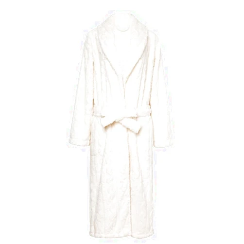 YLGAN Ladies Jacquard Coral Velvet Robes, Thick Warm Velvet Female Pajamas, Luxury Super Soft Bathrobes, Home Casual Wear, Autumn and Winter,White-Female/L