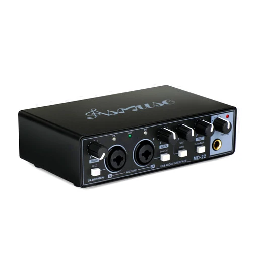Asmuse USB Audio Interface, 24Bit/196kHz Professional Sound Card, Audio Mixer with XLR/TSR/TS Ports for Guitarist, Vocalist, Podcaster or Producer (Black)