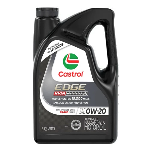 Castrol EDGE High Mileage 0W-20 Advanced Full Synthetic Motor Oil, 5 Quarts